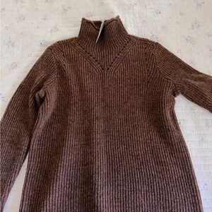 Ralph Lauren Black label Cozy Brown Ribbed Mock Neck Sweater